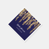 Modern Brautparty Navy Gold Twinkle Lights Leaf Serviette (Ecke)