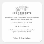 Modern Bread Logo Small Bakery Ingredient Product Quadratischer Aufkleber (Vorderseite)