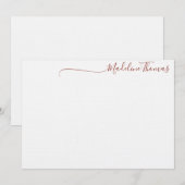 Modern Brick Red Script Calligrafy name note card Mitteilungskarte (Vorne/Hinten)
