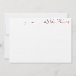 Modern Brick Red Script Calligrafy name note card Mitteilungskarte