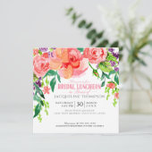 Modern Bridal Luncheon Floral Cornfloral Rosen Einladung (Stehend Vorderseite)