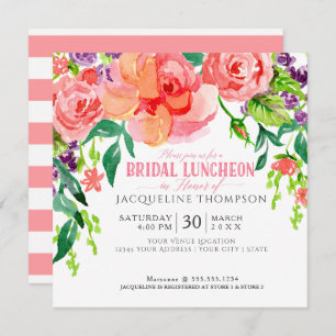 Modern Bridal Luncheon Floral Cornfloral Rosen Einladung