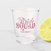 Modern bridal squad pink glitter letters schnapsglas (Vorderseite)