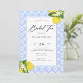 Modern Bridal Tee Lemons Portugiesische Fliesendus Einladung (Stehend Vorderseite)