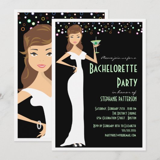 Modern Bride Junggeselinnen-Abschied Einladung (Vorne/Hinten)
