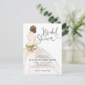 Modern Bride White Gold Wedding Gown Brautparty Postkarte (Stehend Vorderseite)