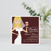 Modern Bride Wine Theme Bridal Dusche Einladung (Stehend Vorderseite)