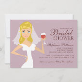 Modern Bride Wine Theme Bridal Dusche Einladung (Vorderseite)
