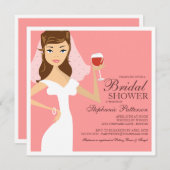 Modern Bride Wine Theme Bridal Dusche Einladung (Vorne/Hinten)