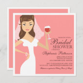Modern Bride Wine Theme Bridal Dusche Einladung (Vorne/Hinten)