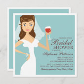 Modern Bride Wine Theme Bridal Dusche Einladung (Vorne/Hinten)