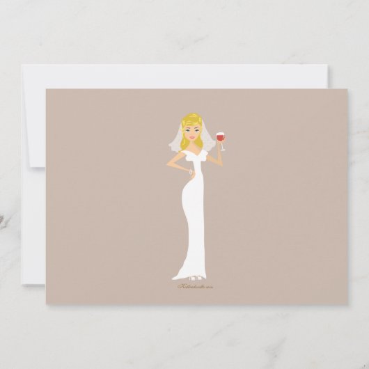 Modern Bride Wine Theme Bridal Dusche Einladung (Rückseite)