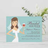 Modern Bride Wine Theme Bridal Dusche Einladung (Stehend Vorderseite)