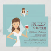 Modern Bride Wine Theme Bridal Dusche Einladung (Vorne/Hinten)