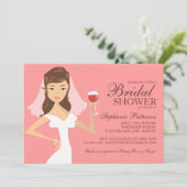 Modern Bride Wine Theme Bridal Dusche Einladung (Stehend Vorderseite)