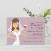 Modern Bride Wine Theme Bridal Dusche Einladung (Stehend Vorderseite)