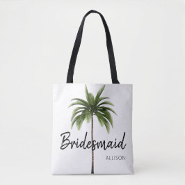 Modern Bridesmaid Beach Wedding Palm Tree Monogram Tasche