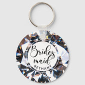 Modern Bridesmaid Diamond Script Personalisiert Schlüsselanhänger (Vorderseite)