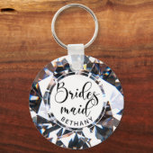 Modern Bridesmaid Diamond Script Personalisiert Schlüsselanhänger (Vorderseite)