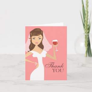 Modern Bridge Wine Theme Danke Karte Pink
