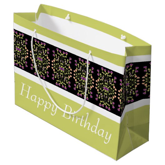 Modern Bright Green Große Geschenktüte (Rückseite Schrägansicht)