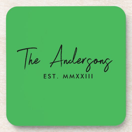 Modern Bright Green Handschriftlich Script Monogra Getränkeuntersetzer (Vorderseite)