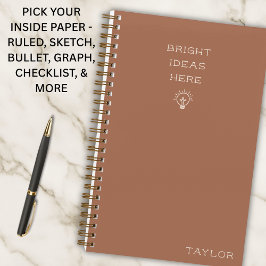 Modern Bright Ideas Personalized Name Terracotta Notizblock