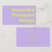Modern Bright Lavender Chartreuse Bold einfach Visitenkarte (Vorne/Hinten)