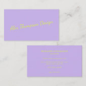 Modern Bright Lavender Chartreuse Script  Visitenkarte (Vorne/Hinten)