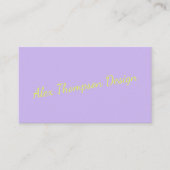 Modern Bright Lavender Chartreuse Script  Visitenkarte (Vorderseite)