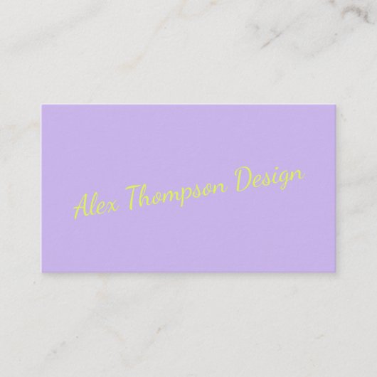 Modern Bright Lavender Chartreuse Script  Visitenkarte (Vorderseite)