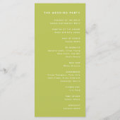 Modern Bright Lime Green Wedding Ceremony Programm (Rückseite)