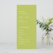 Modern Bright Lime Green Wedding Ceremony Programm (Stehend Vorderseite)