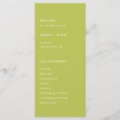 Modern Bright Lime Green Wedding Ceremony Programm (Vorderseite)