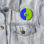 Modern Bright Neon Blue Green Monogramm Button (Beispiel)