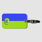 Modern Bright Neon Blue Green Monogramm Gepäckanhänger (Vorderseite (Horizontal))