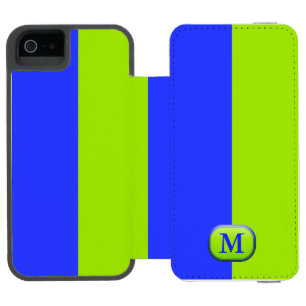 Modern Bright Neon Blue Green Monogramm Incipio Watson™ iPhone 5 Geldbörsen Hülle