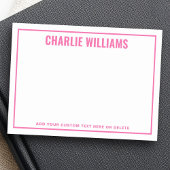 Modern bright pink name border post-it klebezettel
