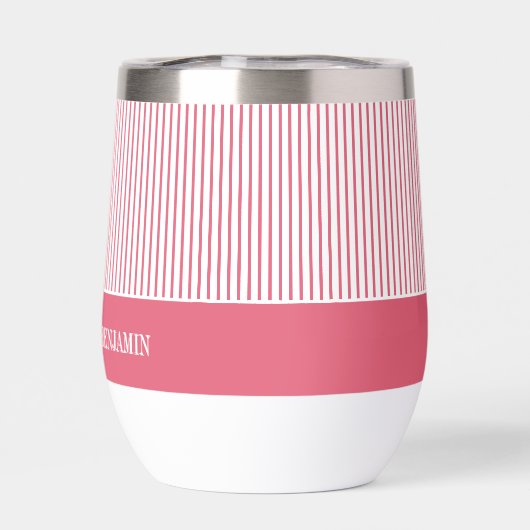 Modern Bright Pink Striped Wedding (Rückseite)