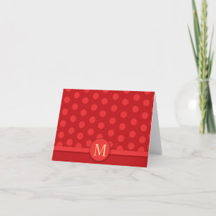 Modern Bright Red Polka Dot Note Card Danke