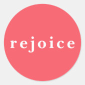 Modern Bright Red Rejoice Christmas Card Envelope Runder Aufkleber (Vorderseite)