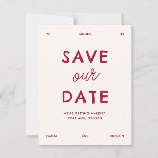 Modern Bright Retro Wavy Frame Photo Wedding Save The Date (Vorderseite)