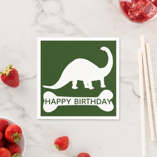 Modern Brontosaurus Dino Happy Birthday Serviette (Beispiel)