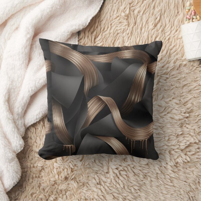Modern Bronze Flow Luxury Masculine Accent Kissen (Decke)