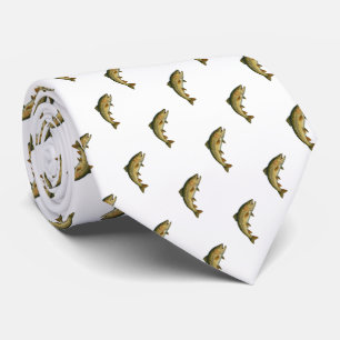 Modern Brook Foreut Fish Blue White Fisherman Krawatte