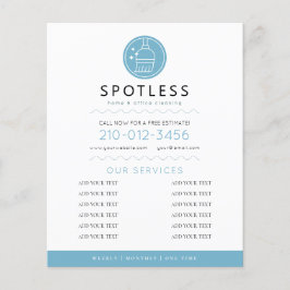 Modern Broom Logo Blue Cleaning Service Flyer