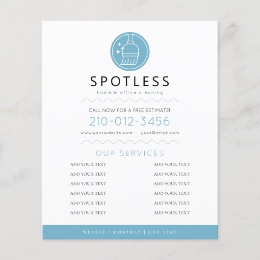 Modern Broom Logo Blue Cleaning Service Flyer (Vorne)