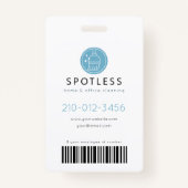 Modern Broom Logo Blue Cleaning Service ID Photo Ausweis (Rückseite)