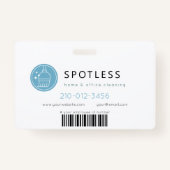 Modern Broom Logo Blue Cleaning Service ID Photo Ausweis (Rückseite)