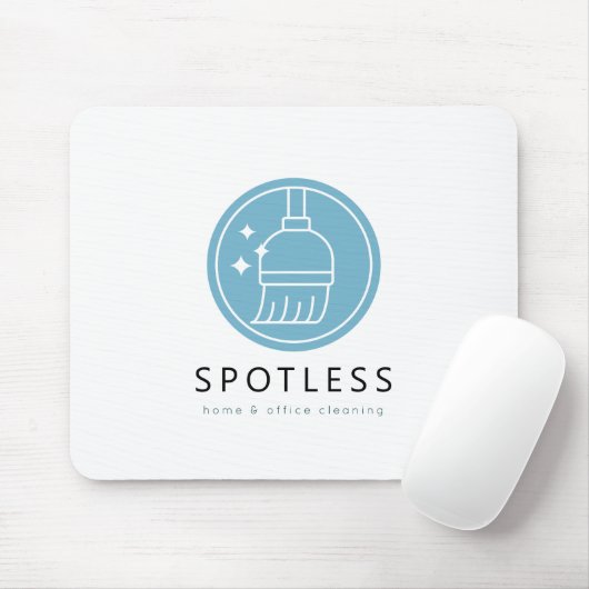 Modern Broom Logo Blue Cleaning Service Mousepad (Mit Mouse)